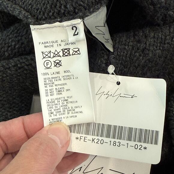 Yohji Yamamoto Dress Womens Size 2 Charcoal Wool Japan Designer Midi Length NWT - Picture 7 of 12